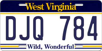 WV license plate DJQ784
