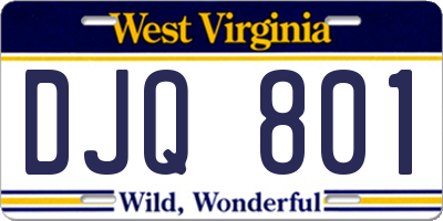 WV license plate DJQ801