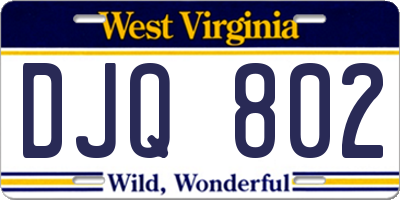 WV license plate DJQ802