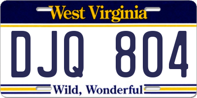 WV license plate DJQ804