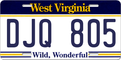 WV license plate DJQ805
