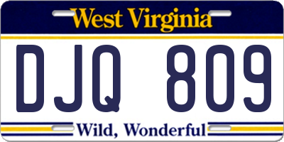 WV license plate DJQ809