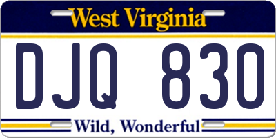 WV license plate DJQ830