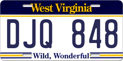 WV license plate DJQ848