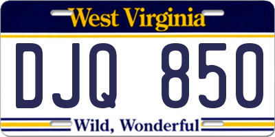 WV license plate DJQ850