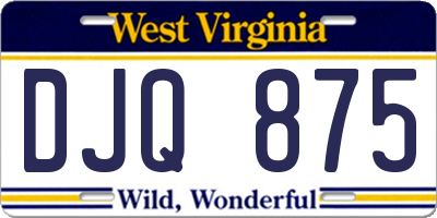 WV license plate DJQ875