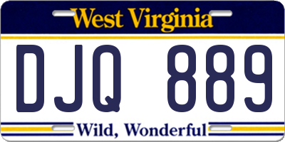WV license plate DJQ889
