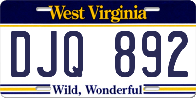WV license plate DJQ892