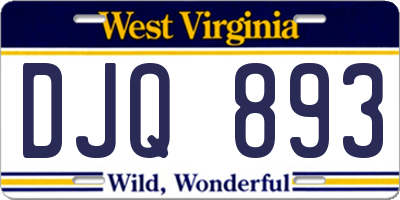 WV license plate DJQ893