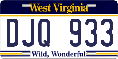 WV license plate DJQ933