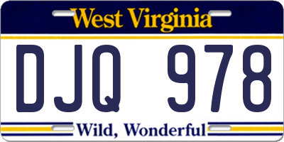 WV license plate DJQ978