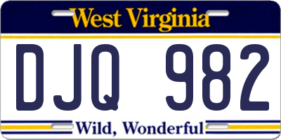 WV license plate DJQ982