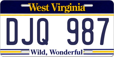 WV license plate DJQ987