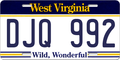 WV license plate DJQ992