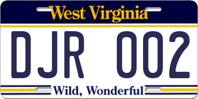 WV license plate DJR002