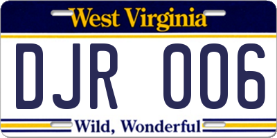WV license plate DJR006