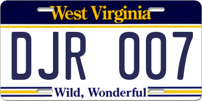 WV license plate DJR007