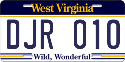 WV license plate DJR010