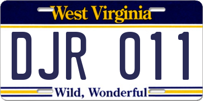 WV license plate DJR011