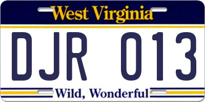 WV license plate DJR013
