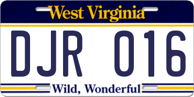 WV license plate DJR016
