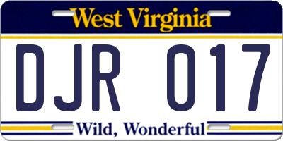 WV license plate DJR017