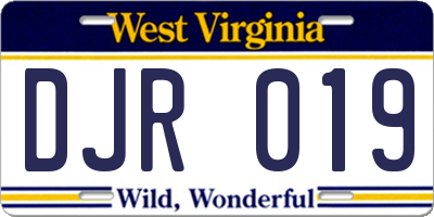 WV license plate DJR019
