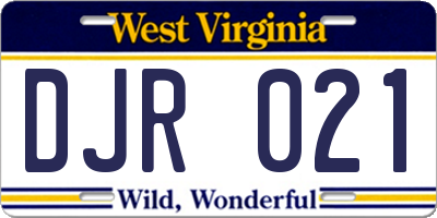 WV license plate DJR021