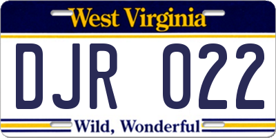 WV license plate DJR022