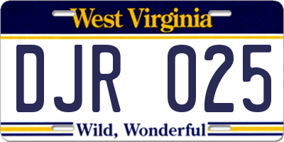 WV license plate DJR025