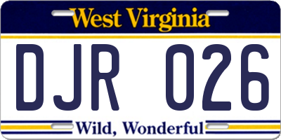 WV license plate DJR026