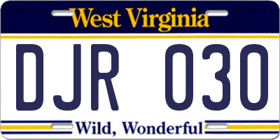 WV license plate DJR030