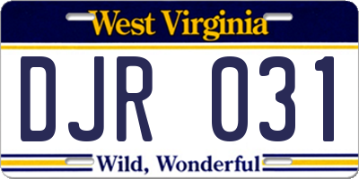 WV license plate DJR031