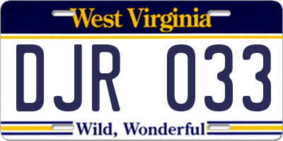 WV license plate DJR033