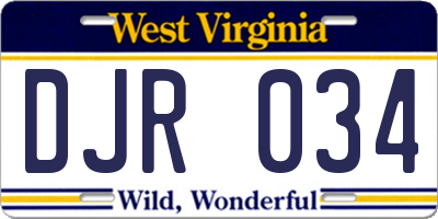 WV license plate DJR034
