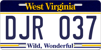 WV license plate DJR037