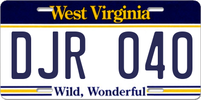 WV license plate DJR040