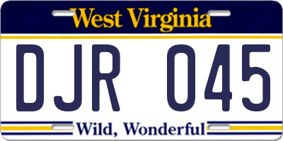 WV license plate DJR045