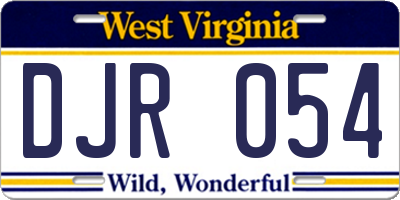 WV license plate DJR054