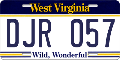 WV license plate DJR057