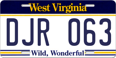 WV license plate DJR063