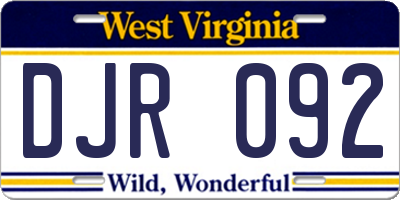 WV license plate DJR092
