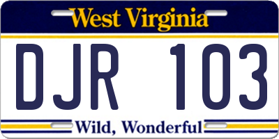 WV license plate DJR103