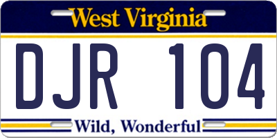 WV license plate DJR104