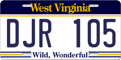 WV license plate DJR105