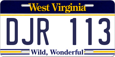 WV license plate DJR113