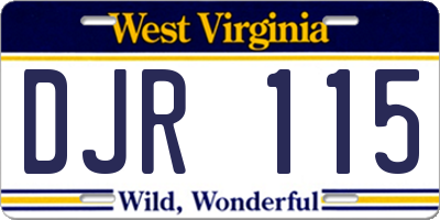 WV license plate DJR115