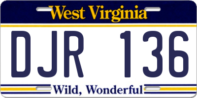 WV license plate DJR136