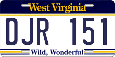 WV license plate DJR151