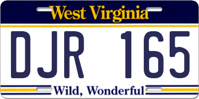 WV license plate DJR165